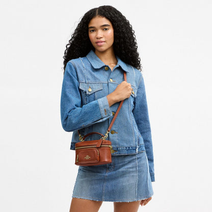 Coach Rainer Crossbody Bag 18 With Pocket Gold/Cinnamon