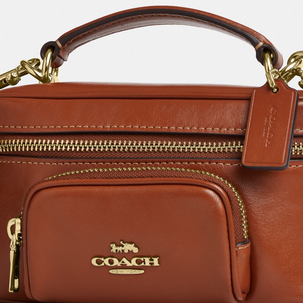 Coach Rainer Crossbody Bag 18 With Pocket Gold/Cinnamon