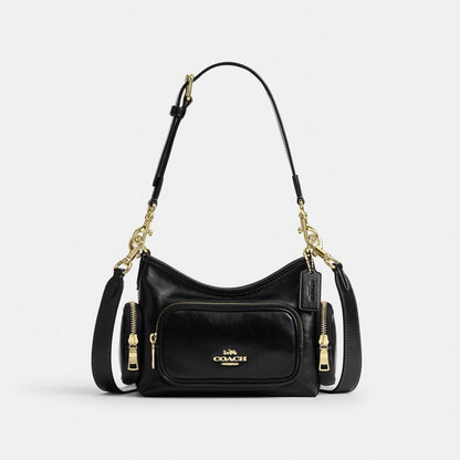 Coach Laurel Shoulder Bag 22 With Pockets Gold/Black