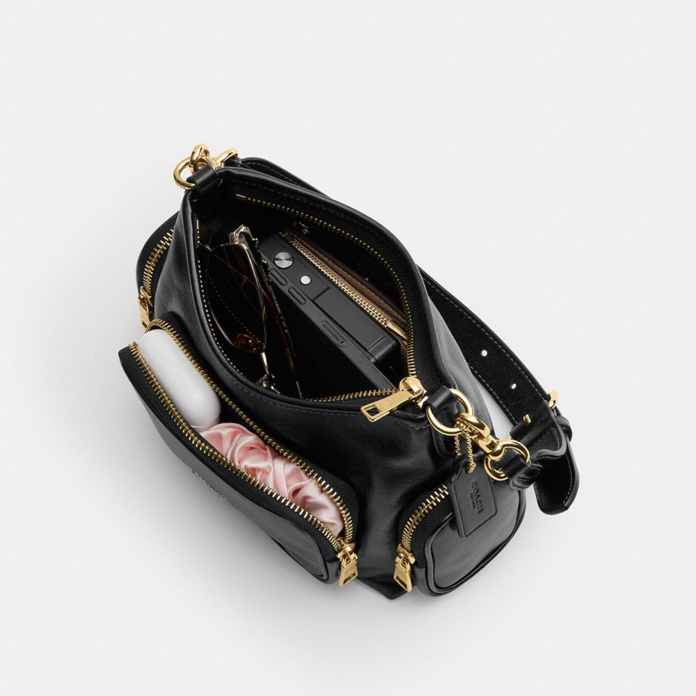Coach Laurel Shoulder Bag 22 With Pockets Gold/Black