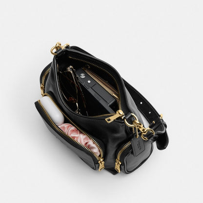 Coach Laurel Shoulder Bag 22 With Pockets Gold/Black