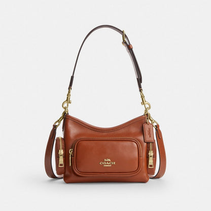 Coach Laurel Shoulder Bag 22 With Pockets Gold/Cinnamon