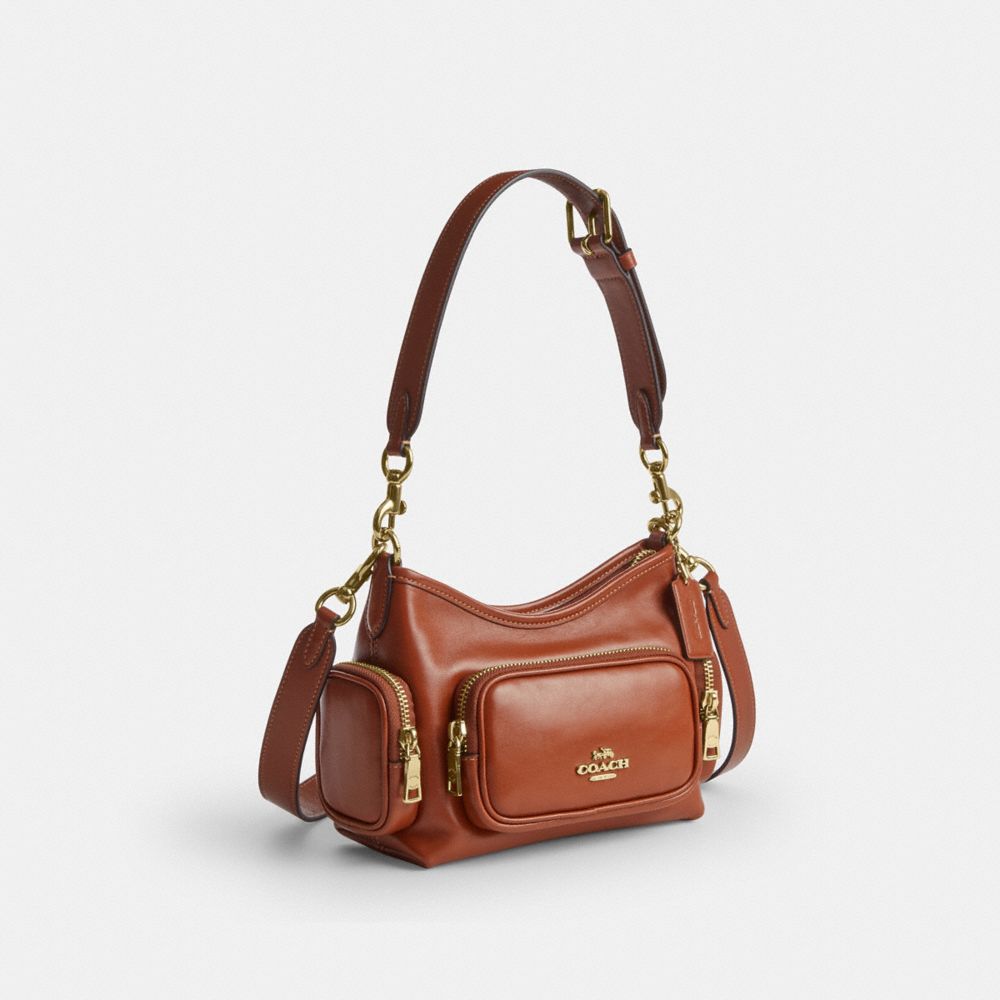 Coach Laurel Shoulder Bag 22 With Pockets Gold/Cinnamon