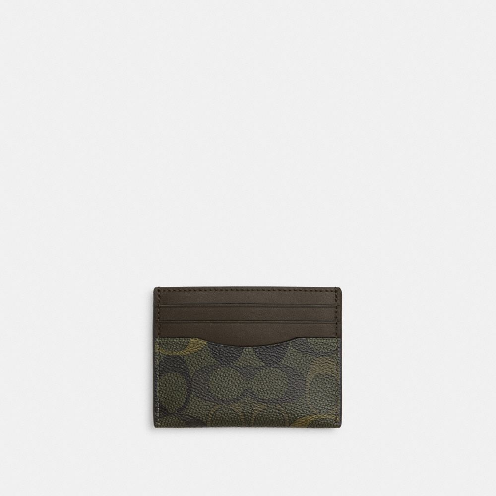 Coach Slim ID Card Case In Signature Camo Print Green