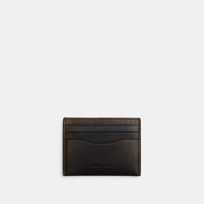 Coach Slim ID Card Case In Loved Leather Black Brown