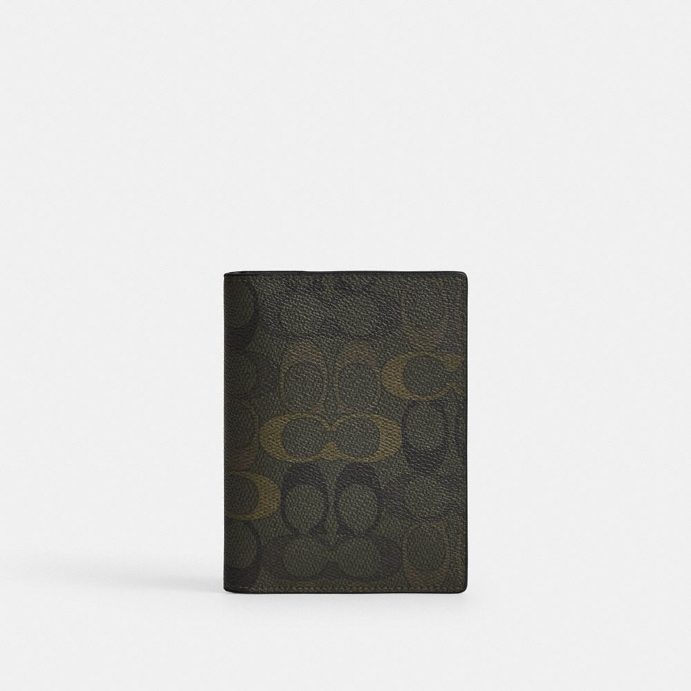 Coach Passport Card Case In Signature Camo Print Silver/Green