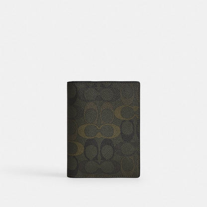 Coach Passport Card Case In Signature Camo Print Silver/Green