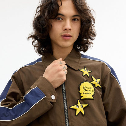 Coach Coach | Brain Dead Nylon Racer Jacket In Recycled Polyamide Brown