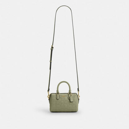 Coach Mini Rowan Crossbody Bag In Signature Leather Gold Pistachio