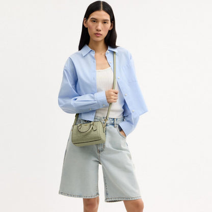 Coach Mini Rowan Crossbody Bag In Signature Leather Gold Pistachio