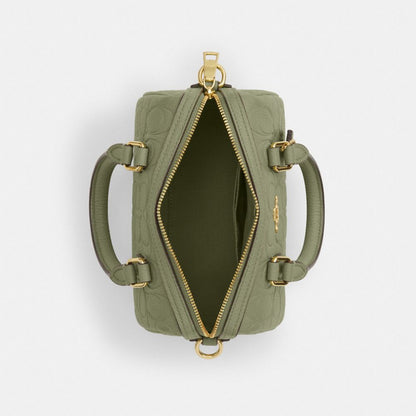 Coach Mini Rowan Crossbody Bag In Signature Leather Gold Pistachio