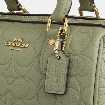 Coach Mini Rowan Crossbody Bag In Signature Leather Gold Pistachio
