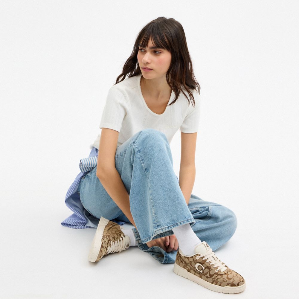 Women's Coach Soho Sneaker In Signature Sateen Jacquard Chalk Multi