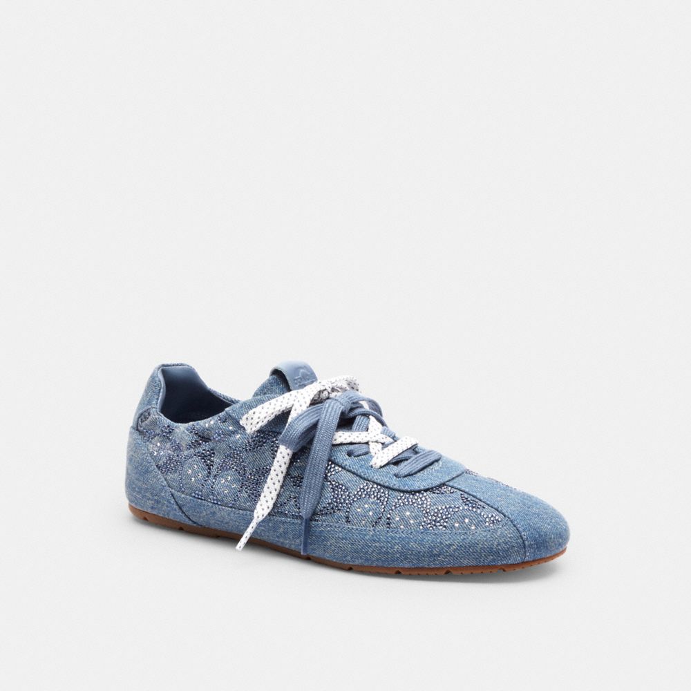 Women's Coach Soft Sneaker In Signature Denim Denim Blue