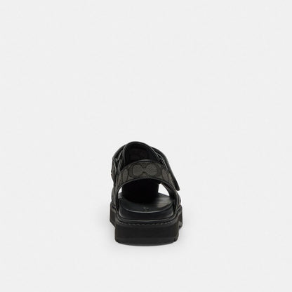 Men's Coach Fisherman Sandal In Signature Jacquard Graphite Black