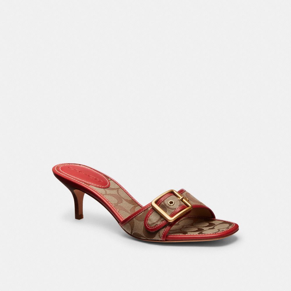 Women's Coach Margot Sandal In Signature Sateen Jacquard Khaki Poppy