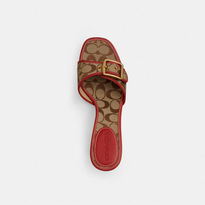 Women's Coach Margot Sandal In Signature Sateen Jacquard Khaki Poppy