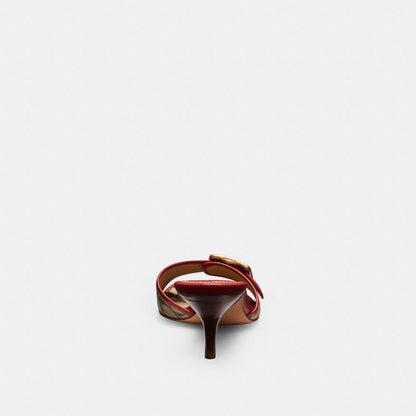 Women's Coach Margot Sandal In Signature Sateen Jacquard Khaki Poppy