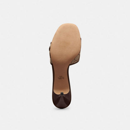 Women's Coach Margot Sandal In Signature Sateen Jacquard Khaki Maple