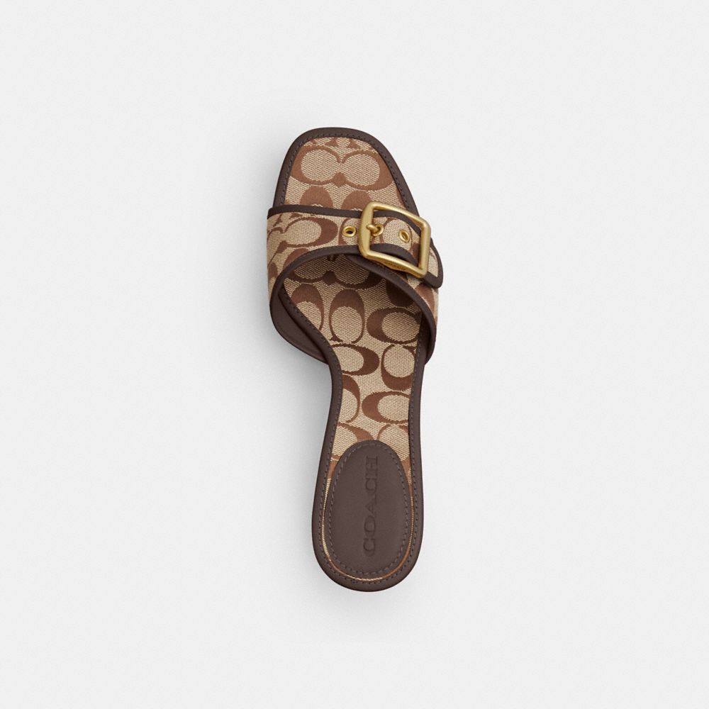 Women's Coach Margot Sandal In Signature Sateen Jacquard Khaki Maple