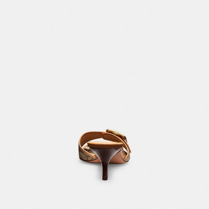 Women's Coach Margot Sandal In Signature Sateen Jacquard Khaki Light Peach