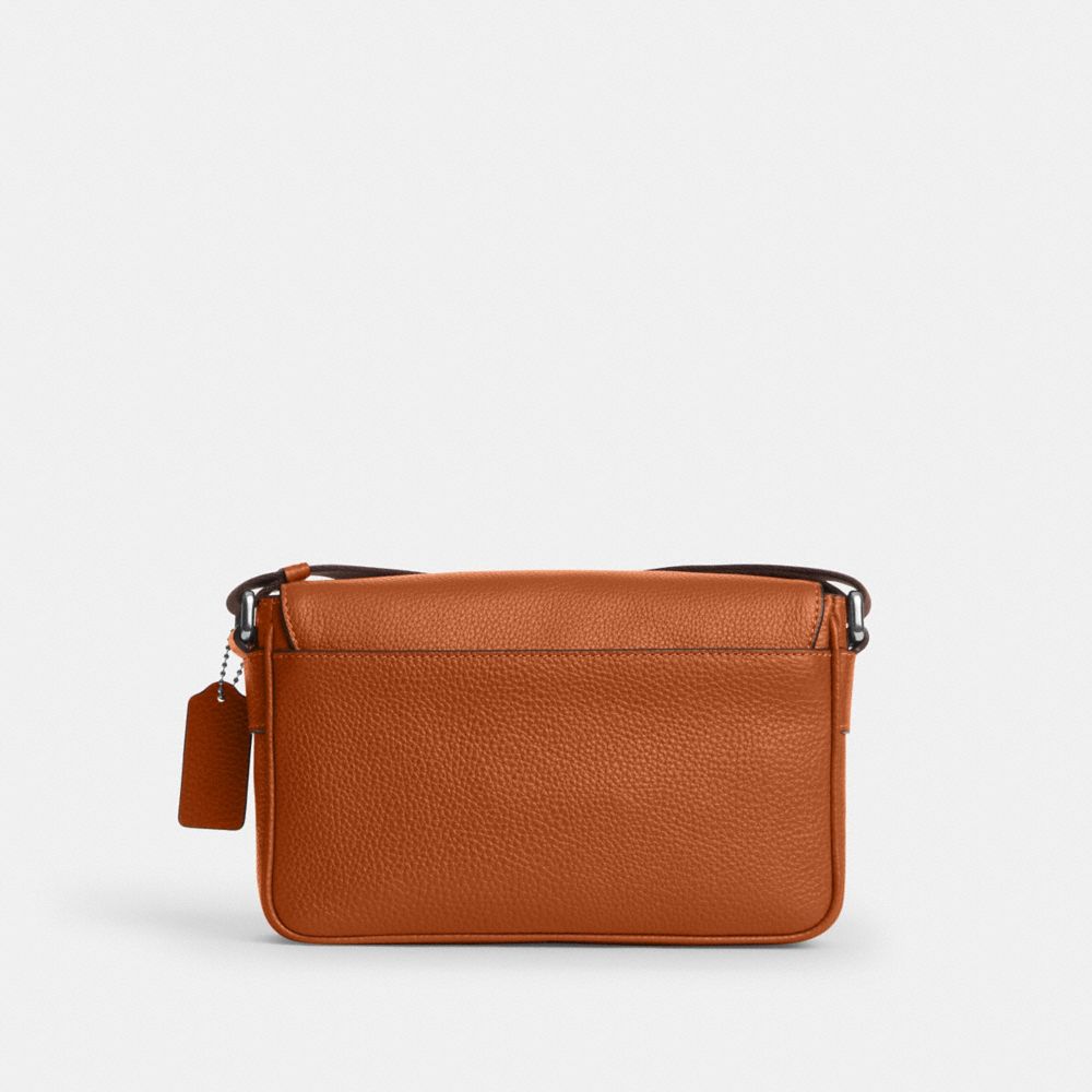 Coach Jack Small Flap Crossbody Bag Silver Amber Brown