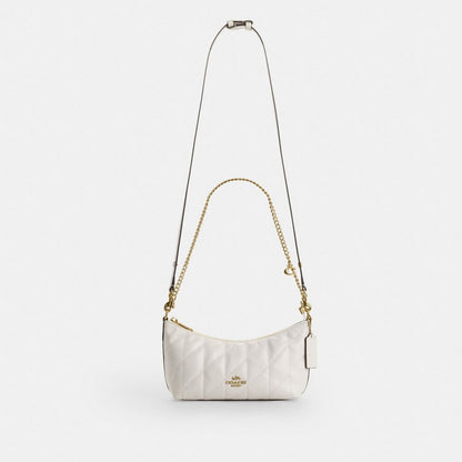 Coach Caitlin Shoulder Bag With Quilting And Charm Gold Chalk