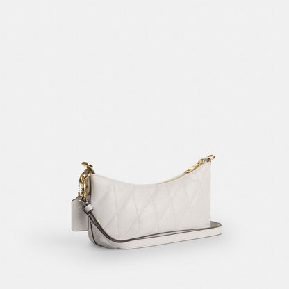 Coach Caitlin Shoulder Bag With Quilting And Charm Gold Chalk