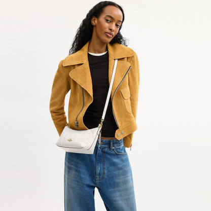 Coach Caitlin Shoulder Bag With Quilting And Charm Gold Chalk