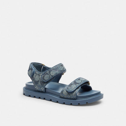 Women's Coach Brynn Sandal In Crystal Signature Denim Denim