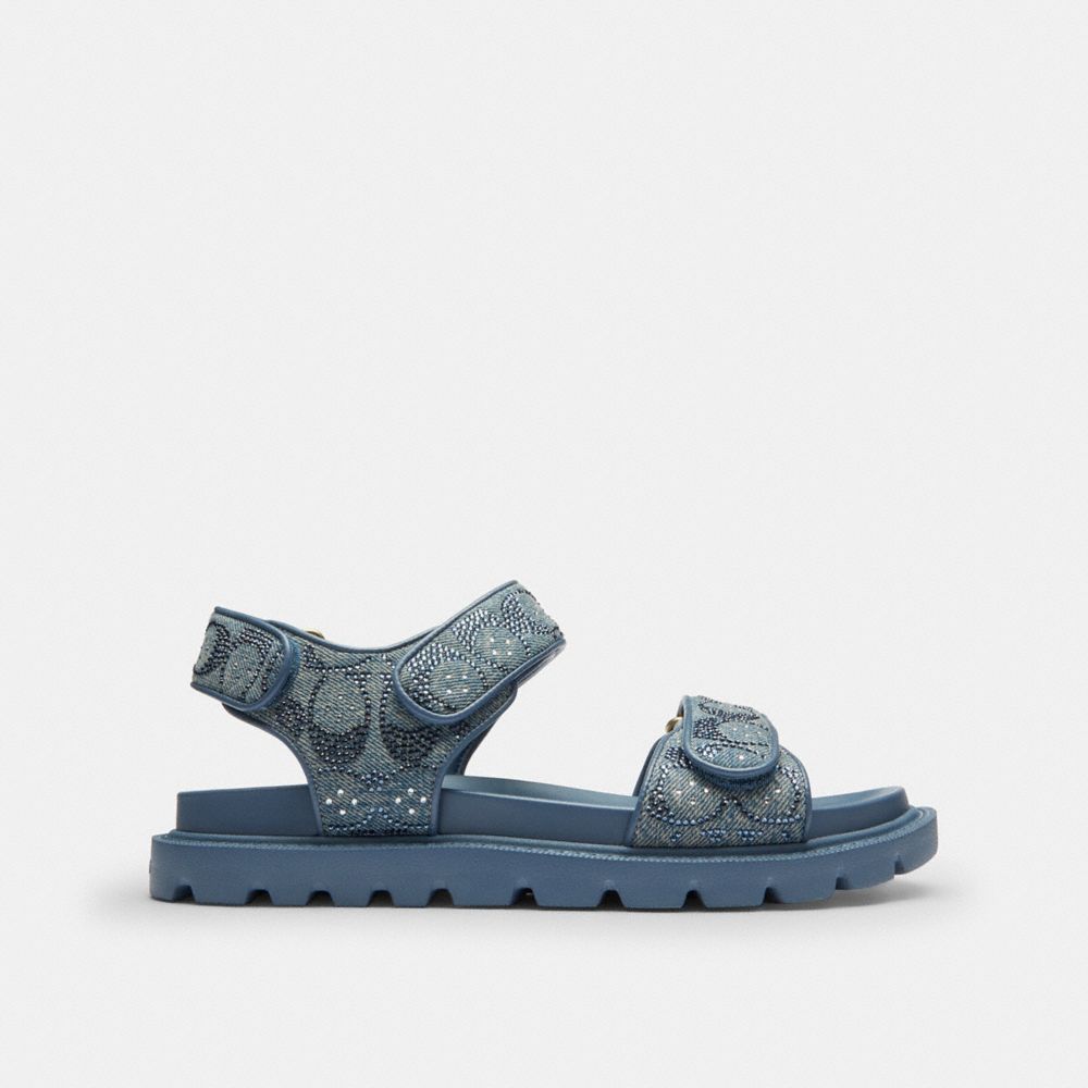 Women's Coach Brynn Sandal In Crystal Signature Denim Denim