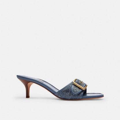 Women's Coach Margot Sandal In Crystal Signature Denim Denim