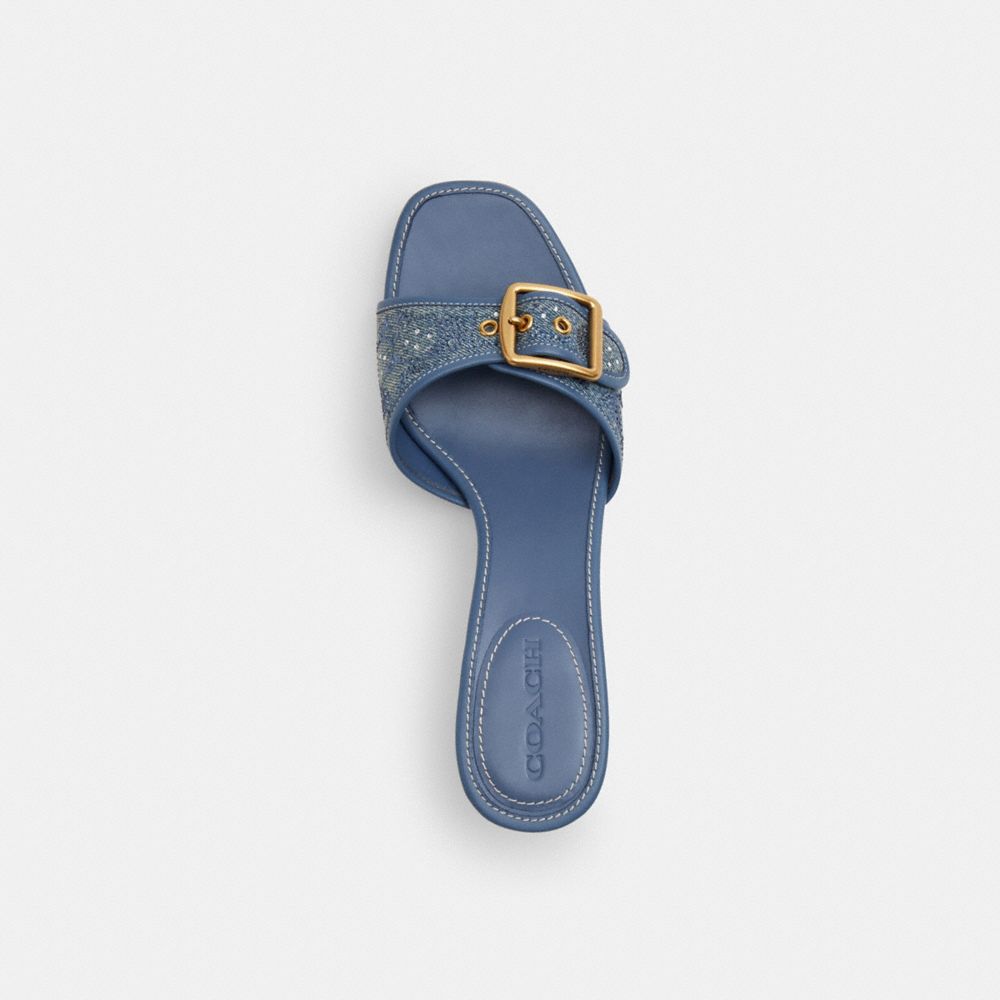 Women's Coach Margot Sandal In Crystal Signature Denim Denim