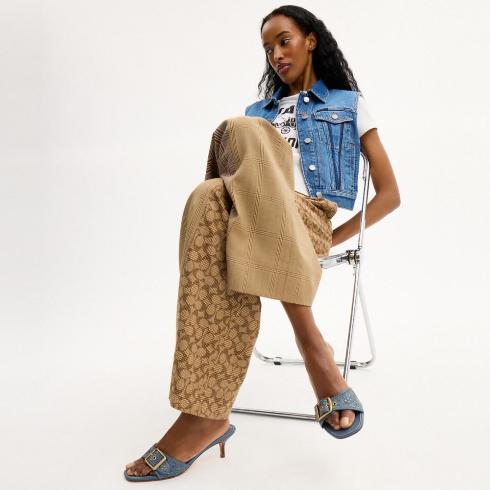 Women's Coach Margot Sandal In Crystal Signature Denim Denim