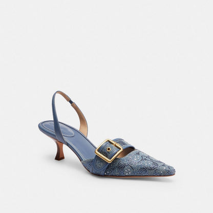 Women's Coach Margot Slingback In Crystal Signature Denim Denim