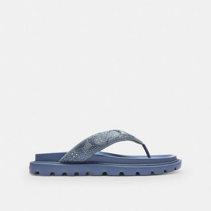 Women's Coach Brynn Thong Sandal In Crystal Signature Denim Denim