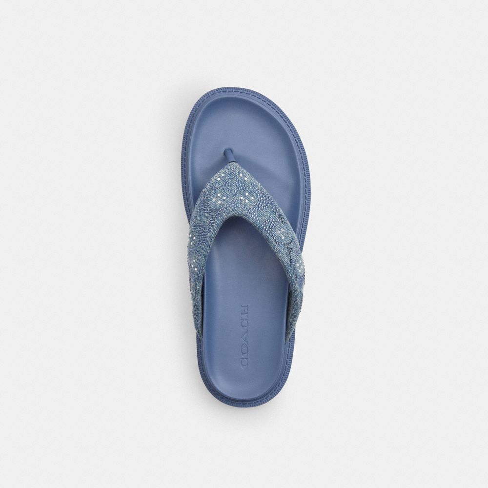 Women's Coach Brynn Thong Sandal In Crystal Signature Denim Denim