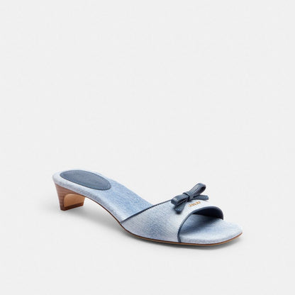 Women's Coach Bow Kitten Heel Sandal In Loved Denim Light Indigo