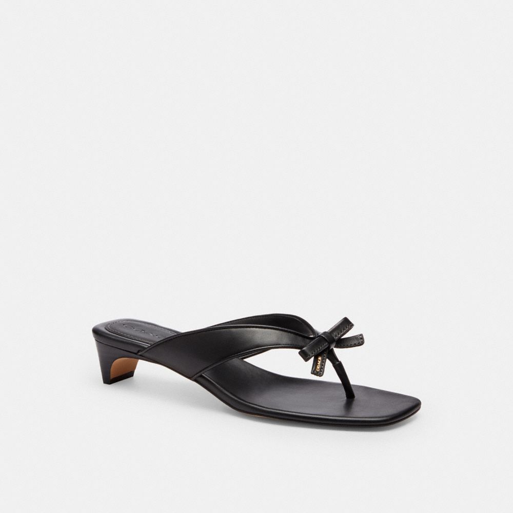 Women's Coach Bow Thong Kitten Heel Black