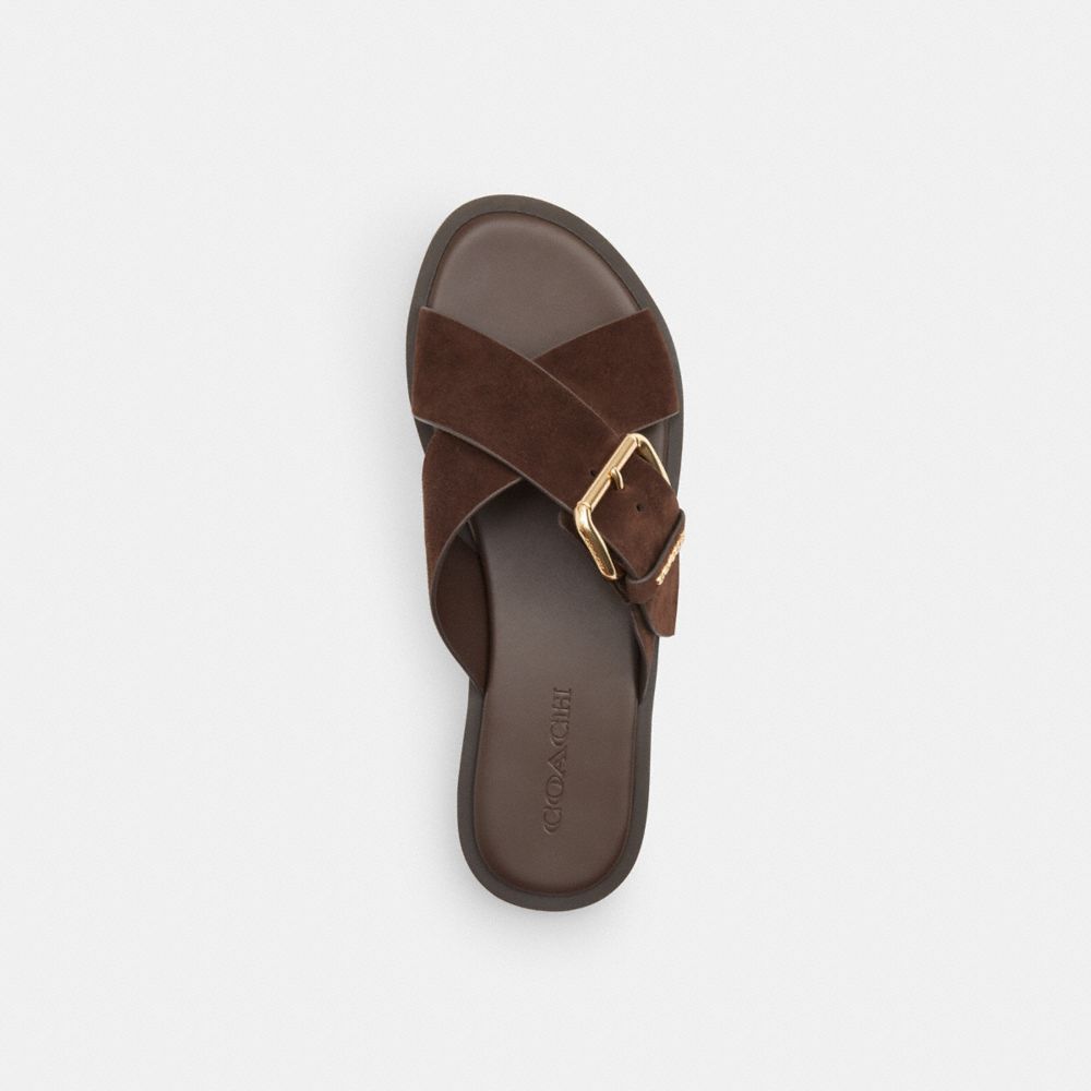 Women's Coach Crisscross Buckle Sandal Chocolate Brown