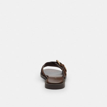 Women's Coach Crisscross Buckle Sandal Chocolate Brown