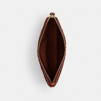 Coach Large Corner Zip Wristlet Gold Russet