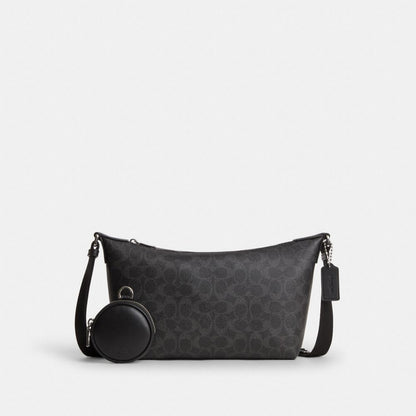 Coach Small Finn Crossbody Bag With Pouch In Signature Canvas Silver/Black Signature