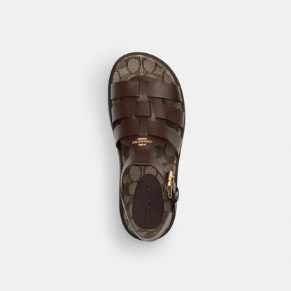 Women's Coach Lucy Lug Sole Sandal In Signature Jacquard Maple Oak