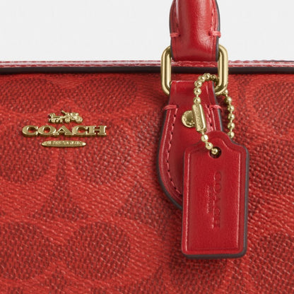 Coach Mini Rowan Crossbody Bag In Signature Canvas Gold Crimson