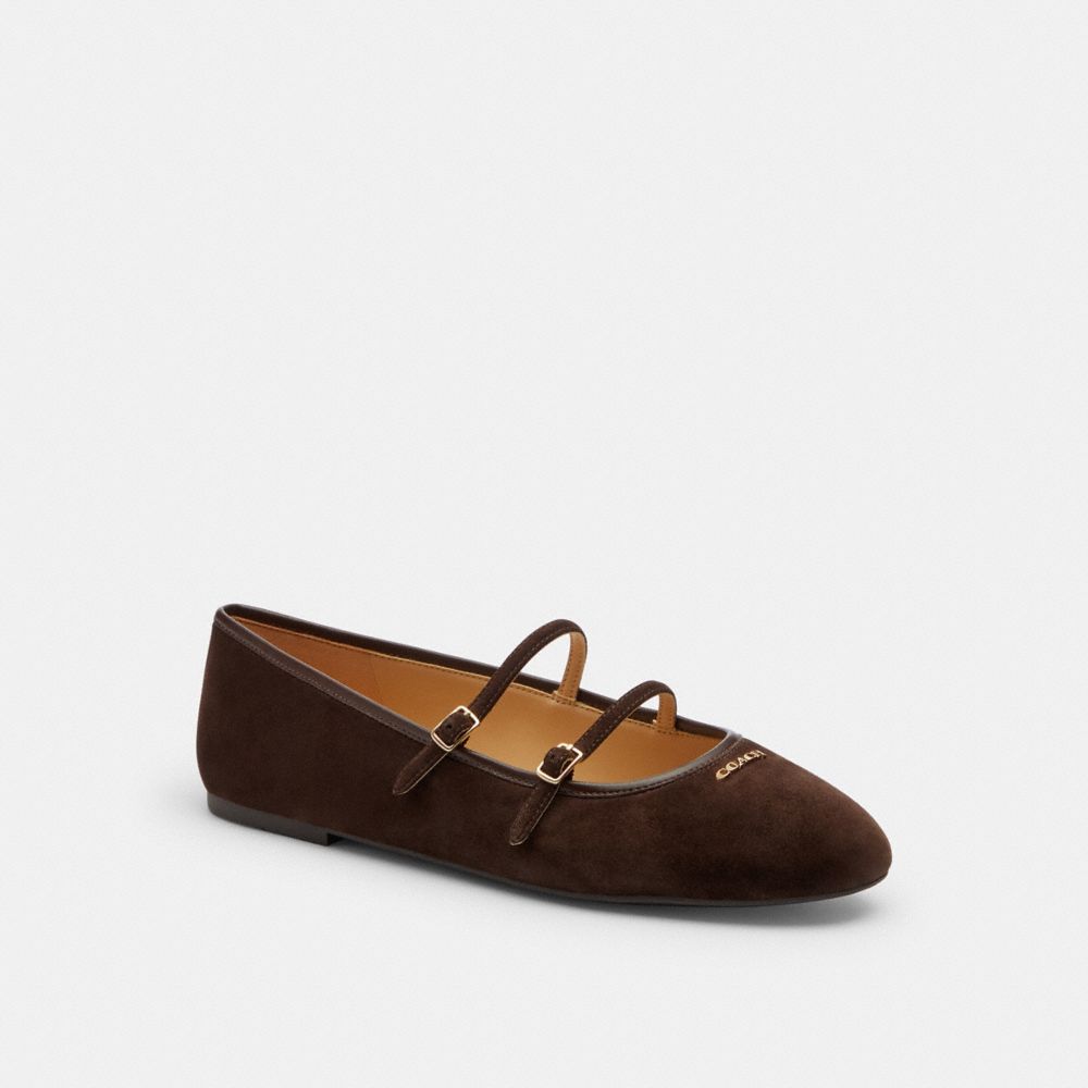 Women's Coach Double Buckle Mary Jane Chocolate Brown