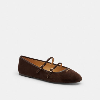 Women's Coach Double Buckle Mary Jane Chocolate Brown