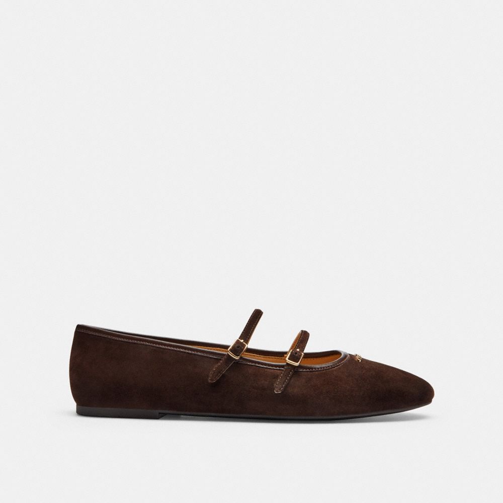 Women's Coach Double Buckle Mary Jane Chocolate Brown