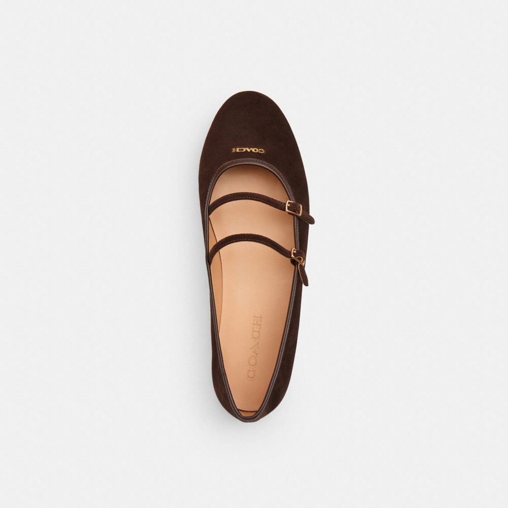 Women's Coach Double Buckle Mary Jane Chocolate Brown