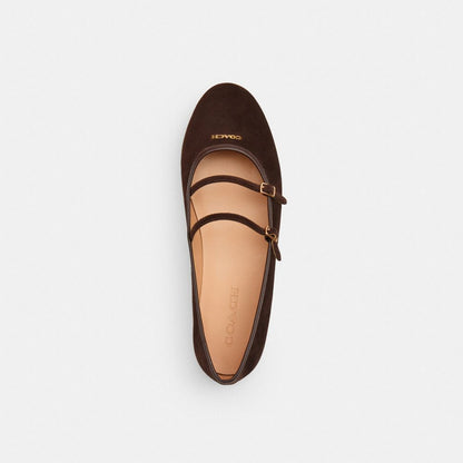 Women's Coach Double Buckle Mary Jane Chocolate Brown
